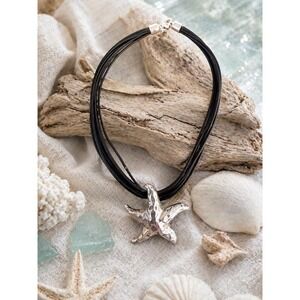 Coastal Boho Sterling Silver Starfish Necklace • Y2K Beachcore Ocean Pendant